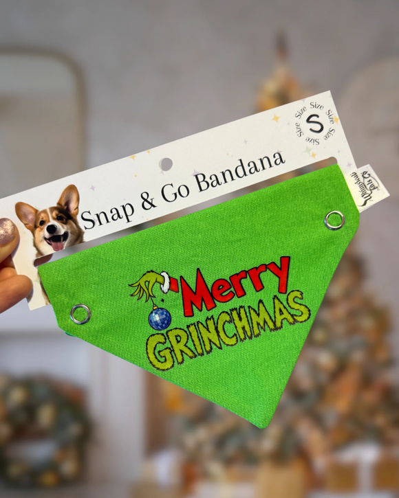Merry Grinchmas Snap & Go Handmade Bandana